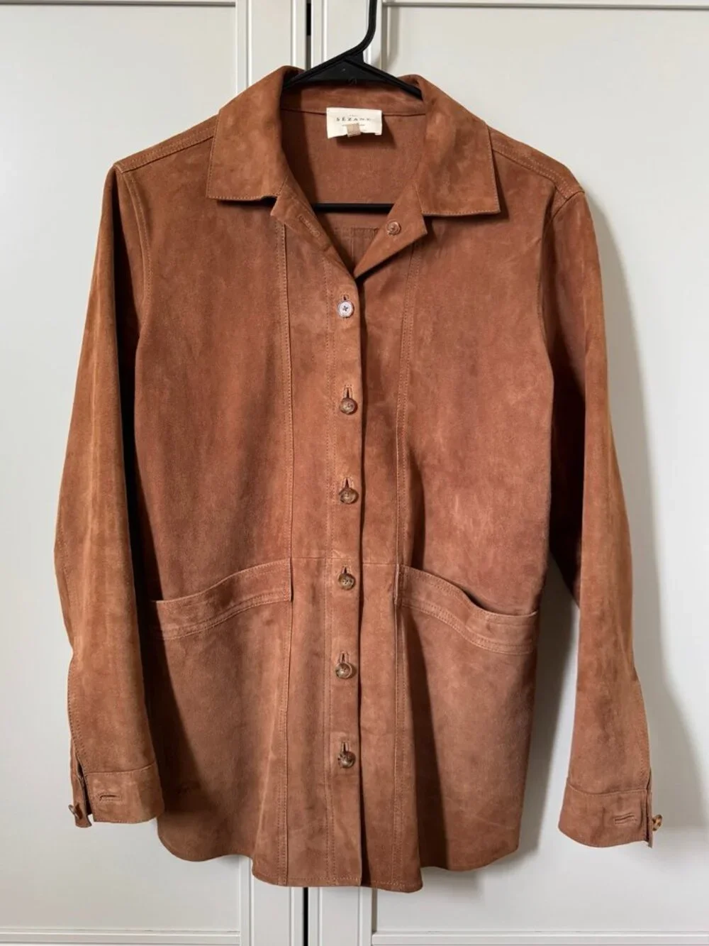 Sezane Will Jacket in Camel Suede, Size XS - Picture 3 of 9